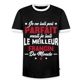 Pas parfait mais le meilleur frangin du monde - T-shirt contrasté Homme - noir/blanc - Devant - AI Model Female 172 light (172cm) & AI Model Male 178 light (178cm)