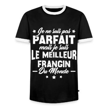 Pas parfait mais le meilleur frangin du monde - T-shirt contrasté Homme - noir/blanc - Devant - AI Model Female 172 light (172cm) & AI Model Male 178 light (178cm)