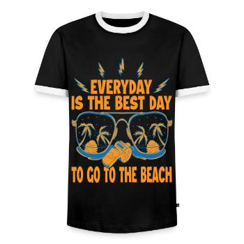 Chaque jour est le meilleur jour pour aller à la plage - Vaca - T-shirt contrasté Homme - noir/blanc - Devant - AI Model Female 172 light (172cm) & AI Model Male 178 light (178cm)