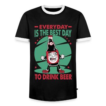 Everyday Is The Best Day To Drink Beer - Bar - Pub - Men's Ringer Shirt - black/white - Front - AI Model Female 172 light (172cm) & AI Model Male 178 light (178cm)