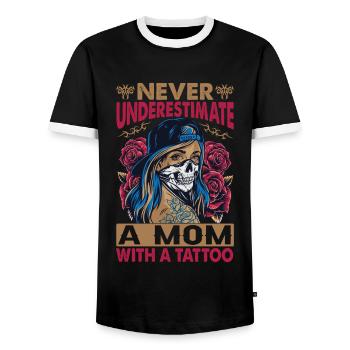 Never Underestimate A Mom With A Tattoo - Funny - - Männer Kontrast-T-Shirt - Schwarz/Weiß - Vorne - AI Model Female 172 light (172cm) & AI Model Male 178 light (178cm)