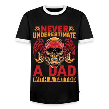 Ne sous-estimez jamais un papa avec un tatouage - Drôle - - T-shirt contrasté Homme - noir/blanc - Devant - AI Model Female 172 light (172cm) & AI Model Male 178 light (178cm)