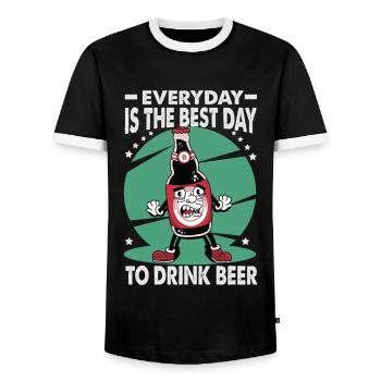 Everyday Is The Best Day To Drink Beer - Bar - Pub - Men's Ringer Shirt - black/white - Front - AI Model Female 172 light (172cm) & AI Model Male 178 light (178cm)