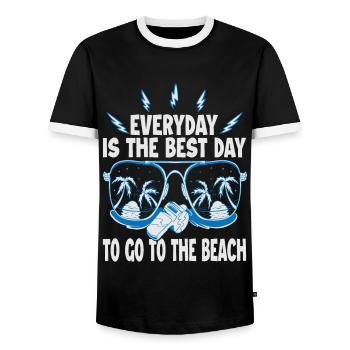 Chaque jour est le meilleur jour pour aller à la plage - Vaca - T-shirt contrasté Homme - noir/blanc - Devant - AI Model Female 172 light (172cm) & AI Model Male 178 light (178cm)