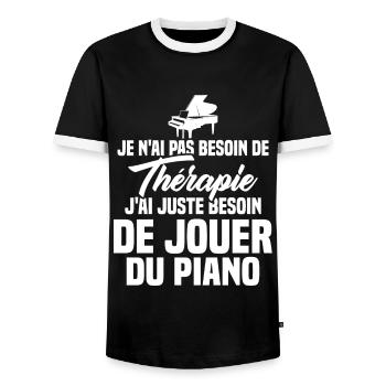 J'ai Juste Besoin De Jouer Du Piano Humour Cadeau - T-shirt contrasté Homme - noir/blanc - Devant - AI Model Female 172 light (172cm) & AI Model Male 178 light (178cm)