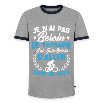 J'ai juste besoin d'aller faire du vélo - T-shirt contrasté Homme - gris/marine  - Devant - AI Model Female 172 light (172cm) & AI Model Male 178 light (178cm)