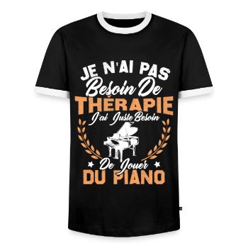 J'ai Juste Besoin De Jouer Du Piano Humour Cadeau - T-shirt contrasté Homme - noir/blanc - Devant - AI Model Female 172 light (172cm) & AI Model Male 178 light (178cm)