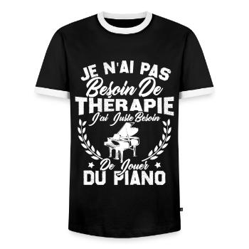 J'ai Juste Besoin De Jouer Du Piano Humour Cadeau - T-shirt contrasté Homme - noir/blanc - Devant - AI Model Female 172 light (172cm) & AI Model Male 178 light (178cm)