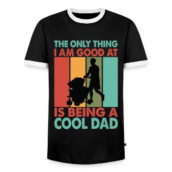 The Only Thing I Am Good At Is Being A Cool Dad - - Men's Ringer Shirt - black/white - Front - AI Model Female 172 light (172cm) & AI Model Male 178 light (178cm)