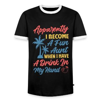Apparently, I Become A Fun Aunt - Funny - Beach - Männer Kontrast-T-Shirt - Schwarz/Weiß - Vorne - AI Model Female 172 light (172cm) & AI Model Male 178 light (178cm)