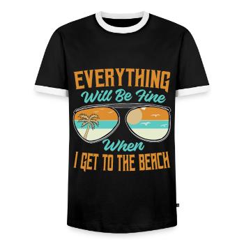 Tout ira bien quand j’arriverai à la plage - - T-shirt contrasté Homme - noir/blanc - Devant - AI Model Female 172 light (172cm) & AI Model Male 178 light (178cm)