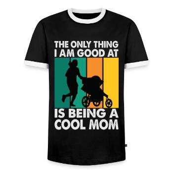 The Only Thing I Am Good At Is Being A Cool Mom - - Men's Ringer Shirt - black/white - Front - AI Model Female 172 light (172cm) & AI Model Male 178 light (178cm)