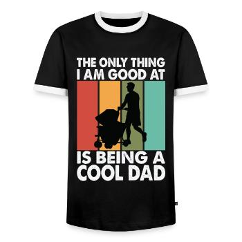The Only Thing I Am Good At Is Being A Cool Dad - - Men's Ringer Shirt - black/white - Front - AI Model Female 172 light (172cm) & AI Model Male 178 light (178cm)