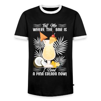 Dites-moi où se trouve le bar J’ai besoin d’une Pina Colada maintenant ! - T-shirt contrasté Homme - noir/blanc - Devant - AI Model Female 172 light (172cm) & AI Model Male 178 light (178cm)