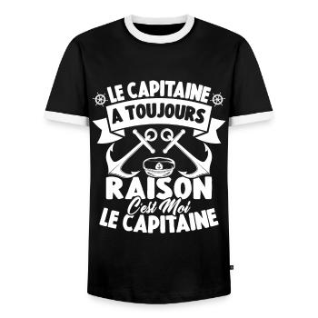 Le Capitaine A Toujours Raison C'est Moi Capitaine - T-shirt contrasté Homme - noir/blanc - Devant - AI Model Female 172 light (172cm) & AI Model Male 178 light (178cm)