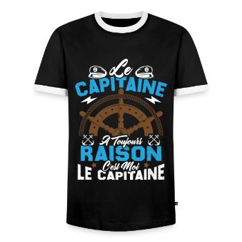 Le Capitaine A Toujours Raison C'est Moi Capitaine - T-shirt contrasté Homme - noir/blanc - Devant - AI Model Female 172 light (172cm) & AI Model Male 178 light (178cm)