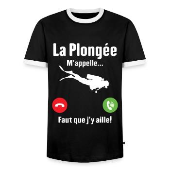 La plongée m'appelle cadeau humour plongeur - T-shirt contrasté Homme - noir/blanc - Devant - AI Model Female 172 light (172cm) & AI Model Male 178 light (178cm)