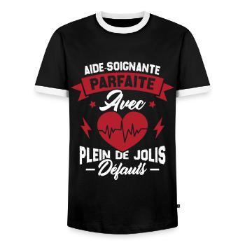 Aide soignante parfaite, Cadeau Aide soignante - T-shirt contrasté Homme - noir/blanc - Devant - AI Model Female 172 light (172cm) & AI Model Male 178 light (178cm)
