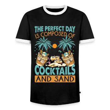 La journée parfaite est composée de cocktails et de sable - T-shirt contrasté Homme - noir/blanc - Devant - AI Model Female 172 light (172cm) & AI Model Male 178 light (178cm)