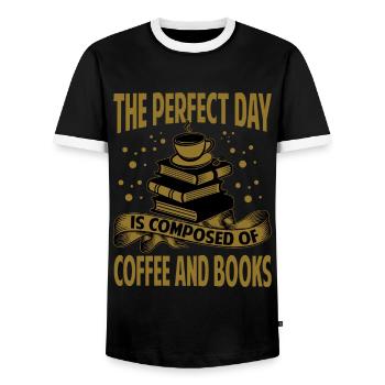 The Perfect Day Is Composed Of Coffee And Books - - Männer Kontrast-T-Shirt - Schwarz/Weiß - Vorne - AI Model Female 172 light (172cm) & AI Model Male 178 light (178cm)