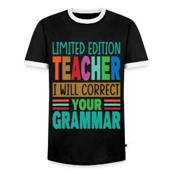 Professeur en édition limitée Je corrigerai votre Gramma - T-shirt contrasté Homme - noir/blanc - Devant - AI Model Female 172 light (172cm) & AI Model Male 178 light (178cm)
