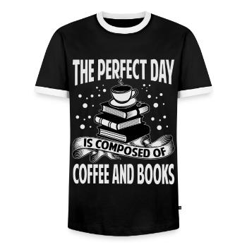The Perfect Day Is Composed Of Coffee And Books - - Männer Kontrast-T-Shirt - Schwarz/Weiß - Vorne - AI Model Female 172 light (172cm) & AI Model Male 178 light (178cm)