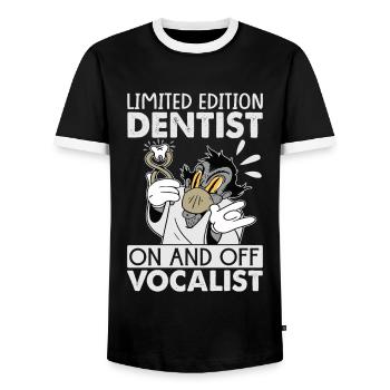 Édition Limitée Dentiste On And Off Vocalist - Funn - T-shirt contrasté Homme - noir/blanc - Devant - AI Model Female 172 light (172cm) & AI Model Male 178 light (178cm)