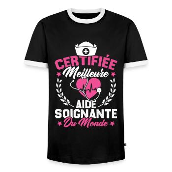 Certifiée meilleure aide-soignante du monde - T-shirt contrasté Homme - noir/blanc - Devant - AI Model Female 172 light (172cm) & AI Model Male 178 light (178cm)
