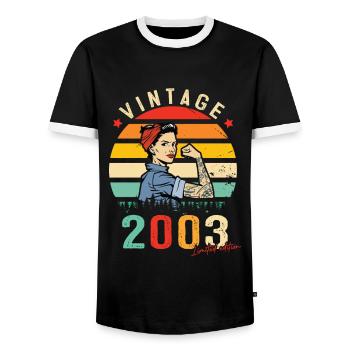 2003 Vintage Édition limitée Cadeau Femmes - T-shirt contrasté Homme - noir/blanc - Devant - AI Model Female 172 light (172cm) & AI Model Male 178 light (178cm)