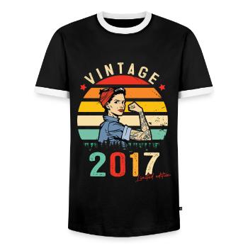 2017 Vintage Édition limitée Cadeau Femmes - T-shirt contrasté Homme - noir/blanc - Devant - AI Model Female 172 light (172cm) & AI Model Male 178 light (178cm)