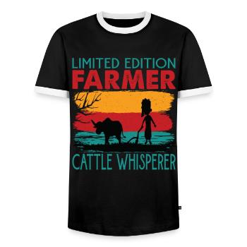 Édition limitée Farmer Cattle Whisperer - Agriculture - T-shirt contrasté Homme - noir/blanc - Devant - AI Model Female 172 light (172cm) & AI Model Male 178 light (178cm)
