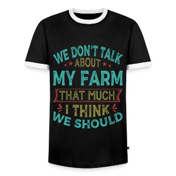Nous ne parlons pas beaucoup de ma ferme, je pense que nous nous sommes - T-shirt contrasté Homme - noir/blanc - Devant - AI Model Female 172 light (172cm) & AI Model Male 178 light (178cm)