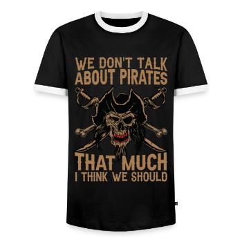 We Don't Talk About Pirates That Much I Think We S - Men's Ringer Shirt - black/white - Front - AI Model Female 172 light (172cm) & AI Model Male 178 light (178cm)