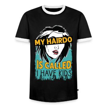 Ma coiffure s’appelle J’ai des enfants - Drôles de parents - - T-shirt contrasté Homme - noir/blanc - Devant - AI Model Female 172 light (172cm) & AI Model Male 178 light (178cm)