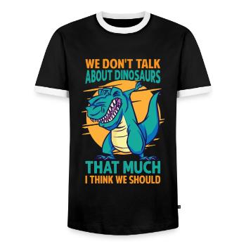 We Don't Talk About Dinosaurs That Much I Think We - Men's Ringer Shirt - black/white - Front - AI Model Female 172 light (172cm) & AI Model Male 178 light (178cm)