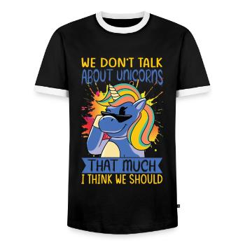 We Don't Talk About Unicorns That Much I Think We - Men's Ringer Shirt - black/white - Front - AI Model Female 172 light (172cm) & AI Model Male 178 light (178cm)