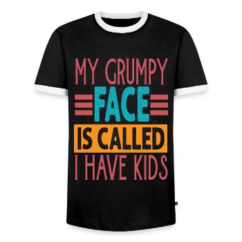 My Grumpy Face Is Called I Have Kids - Funny Paren - Men's Ringer Shirt - black/white - Front - AI Model Female 172 light (172cm) & AI Model Male 178 light (178cm)