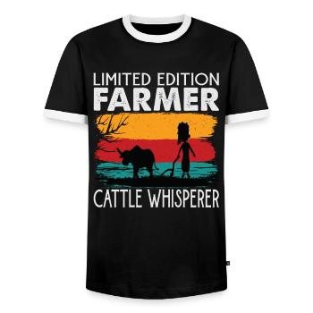 Édition limitée Farmer Cattle Whisperer - Agriculture - T-shirt contrasté Homme - noir/blanc - Devant - AI Model Female 172 light (172cm) & AI Model Male 178 light (178cm)