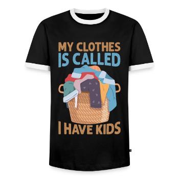 Mes vêtements s’appellent J’ai des enfants - Drôles de parents - - T-shirt contrasté Homme - noir/blanc - Devant - AI Model Female 172 light (172cm) & AI Model Male 178 light (178cm)