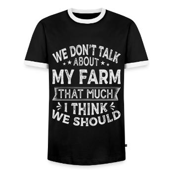 Nous ne parlons pas beaucoup de ma ferme, je pense que nous nous sommes - T-shirt contrasté Homme - noir/blanc - Devant - AI Model Female 172 light (172cm) & AI Model Male 178 light (178cm)