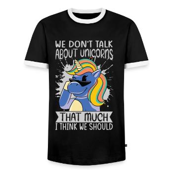 Nous ne parlons pas beaucoup de licornes je pense que nous - T-shirt contrasté Homme - noir/blanc - Devant - AI Model Female 172 light (172cm) & AI Model Male 178 light (178cm)