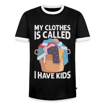 Mes vêtements s’appellent J’ai des enfants - Drôles de parents - - T-shirt contrasté Homme - noir/blanc - Devant - AI Model Female 172 light (172cm) & AI Model Male 178 light (178cm)