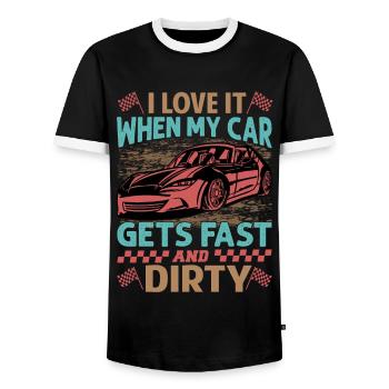 I Love It When My Car Gets Fast And Dirty - Racing - Men's Ringer Shirt - black/white - Front - AI Model Female 172 light (172cm) & AI Model Male 178 light (178cm)