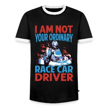 I Am Not Your Ordinary Race Car Driver - Racing -M - Männer Kontrast-T-Shirt - Schwarz/Weiß - Vorne - AI Model Female 172 light (172cm) & AI Model Male 178 light (178cm)