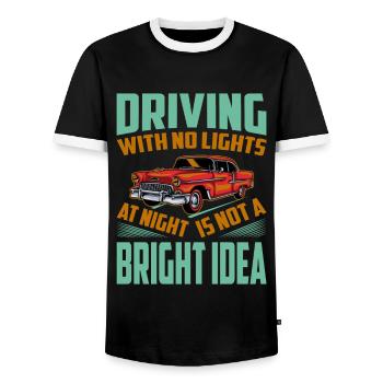 Driving With No Lights At Night Is Not A BRIGHT Id - Men's Ringer Shirt - black/white - Front - AI Model Female 172 light (172cm) & AI Model Male 178 light (178cm)