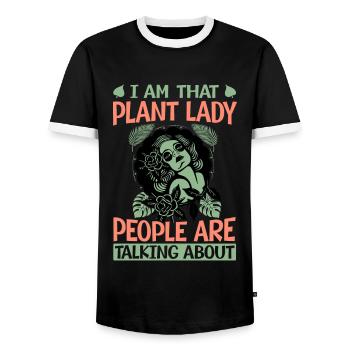 I Am That Plant Lady People Are Talking About - Pl - Men's Ringer Shirt - black/white - Front - AI Model Female 172 light (172cm) & AI Model Male 178 light (178cm)