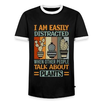 I Am Easily Distracted When Other People Talk Abou - Men's Ringer Shirt - black/white - Front - AI Model Female 172 light (172cm) & AI Model Male 178 light (178cm)