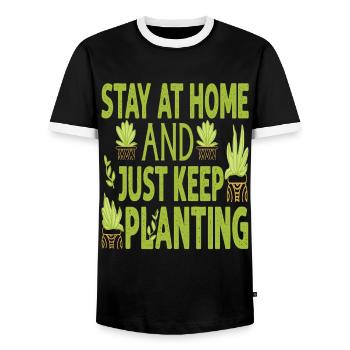 Stay At Home And Just Keep Planting - Plants - Gar - Men's Ringer Shirt - black/white - Front - AI Model Female 172 light (172cm) & AI Model Male 178 light (178cm)