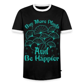 Buy More Plants And Be Happier - Gardening - Garde - Men's Ringer Shirt - black/white - Front - AI Model Female 172 light (172cm) & AI Model Male 178 light (178cm)