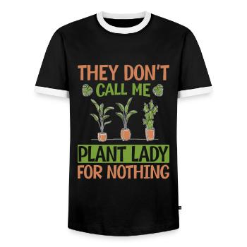 They Don't Call Me Plant Lady For Nothing - Plants - Men's Ringer Shirt - black/white - Front - AI Model Female 172 light (172cm) & AI Model Male 178 light (178cm)